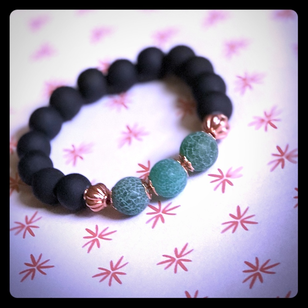 📿 Crackle Green Agate Bracelet 📿